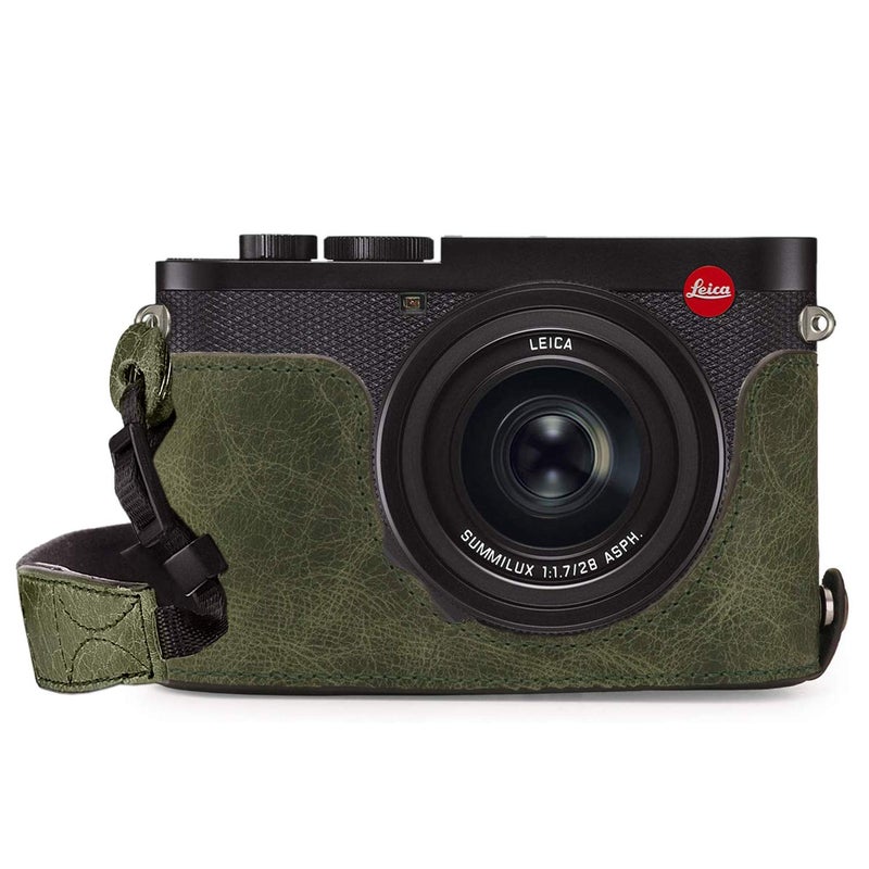 MegaGear MG1721 Ever Ready Genuine Leather Camera Half Case Compatible with Leica Q2 - Green - Image 1
